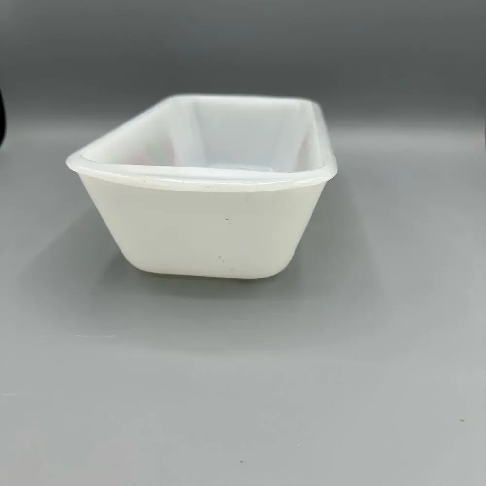 Vintage Glasbake Jeanette Milkglass Garden Vegetable Harvest Loaf Pan
